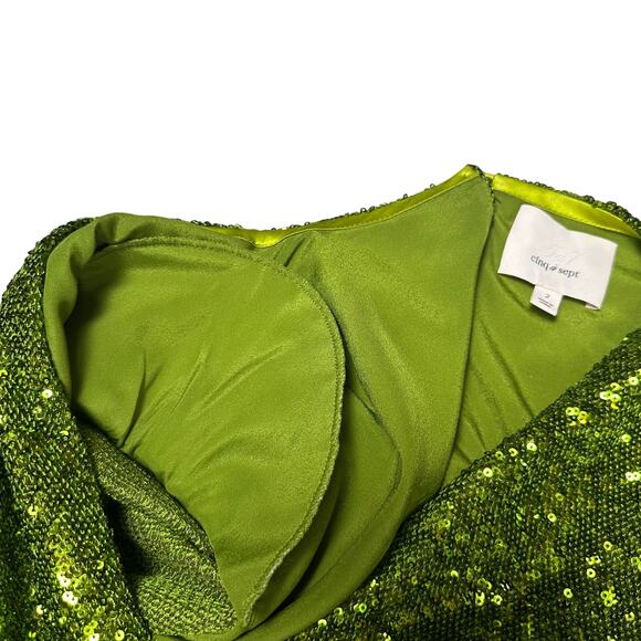 Cinq a Sept Skylar Dress Lime Green Sequins - Picture 9 of 9